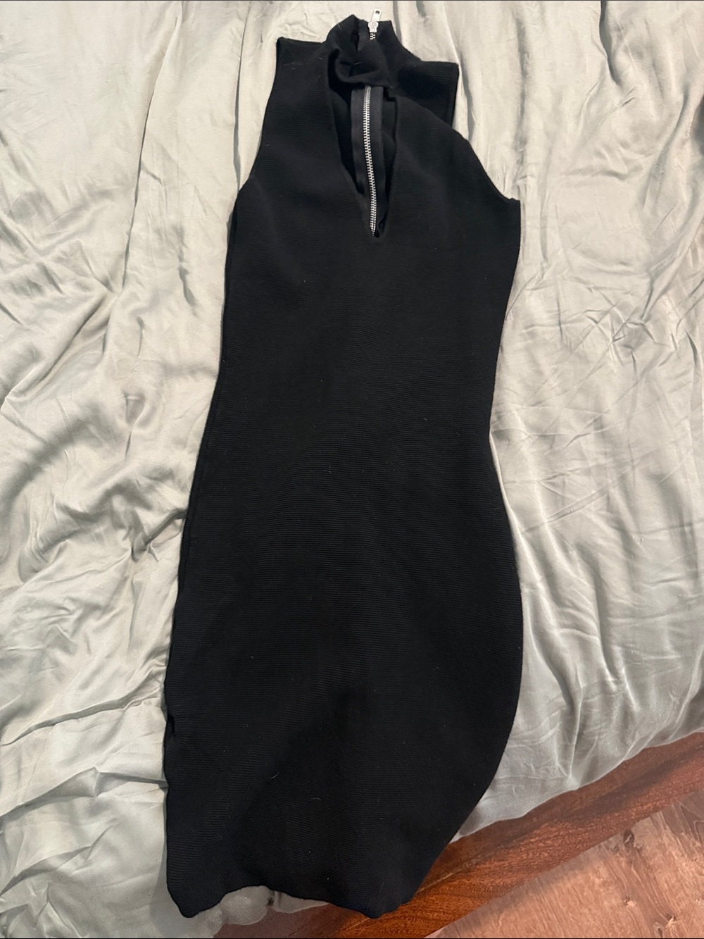 Black Sleeveless Mock-Neck Bodycon Dress